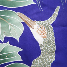 Load image into Gallery viewer, Furisode Vintage(Pre-1920) Blue Peacock Hand painted Silk #11109Z1