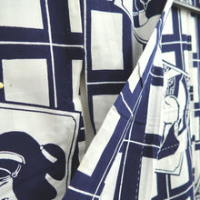 Load image into Gallery viewer, Yukata Vintage(1950-1980) White Navy Kabuki Cotton #10764D4