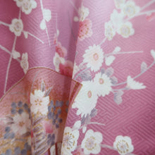 Load image into Gallery viewer, Kimono Magenta Plum blossom Folding Fan Silk #10538B3