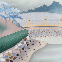 Load image into Gallery viewer, Tomesode Black Landscape Silk #10397A1