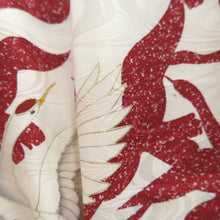 Load image into Gallery viewer, Furisode White Red Crane Birds Silk #10318F1