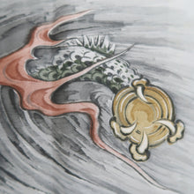 Load image into Gallery viewer, Men's Haori Vintage(1950-1980) Blue Black Dragon Curling Wave Silk #10442A3