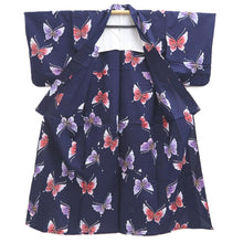 Load image into Gallery viewer, Yukata Vintage(1950-1980) Navy Butterfly Cotton #10491B1