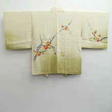 Load image into Gallery viewer, Haori Jacket Vintage(1950-1980) Cream white Pale Green Plum blossom Branch Silk #10179D5