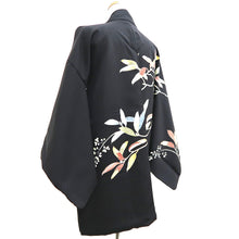 Load image into Gallery viewer, Haori Jacket Vintage(1950-1980) Black Branch Leaves Silk #9859B2