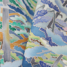 Load image into Gallery viewer, Tomesode Black Landscape Silk #10397A1