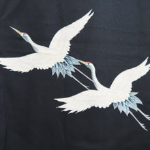 Load image into Gallery viewer, Haori Jacket Black Crane Birds Silk #10819E1