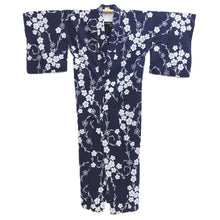 Load image into Gallery viewer, Yukata Vintage(1950-1980) Navy Cherry Blossom Cotton #11104B1