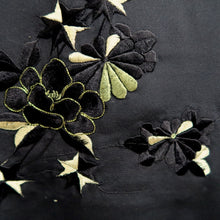 Load image into Gallery viewer, Haori Jacket Black Fully Embroidered Chrysanthemum Silk #10939F1