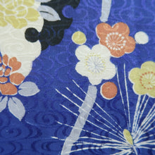 Load image into Gallery viewer, Haori Jacket Vintage(1920-1950) Blue Pine Tree Plum blossom Long Silk #9964C1