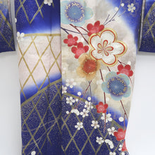 Load image into Gallery viewer, Furisode Blue Plum blossom Branch Tall Silk #9702J5