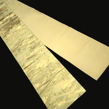 Load image into Gallery viewer, Fukuro Obi Gold Kyoto Temples Landscape Silk BB347W1