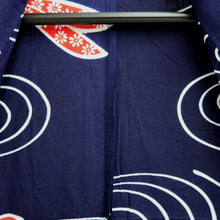 Load image into Gallery viewer, Yukata Vintage(1950-1980) Navy Dragonfly Cotton #10353F3