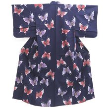 Load image into Gallery viewer, Yukata Vintage(1950-1980) Navy Butterfly Cotton #10491B1