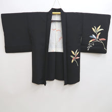 Load image into Gallery viewer, Haori Jacket Vintage(1950-1980) Black Branch Leaves Silk #9859B2