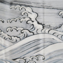 Load image into Gallery viewer, Men's Haori Vintage(1950-1980) Blue Black Dragon Curling Wave Silk #10442A3