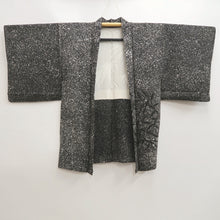 Load image into Gallery viewer, Haori Jacket Vintage(1950-1980) Black White Leaves Embroidery Silk #10119D2