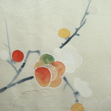 Load image into Gallery viewer, Haori Jacket Vintage(1950-1980) Cream white Pale Green Plum blossom Branch Silk #10179D5