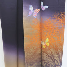 Load image into Gallery viewer, Kimono Navy Butterfly Tree Silk #10251E3