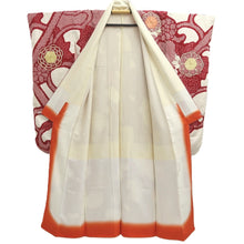 Load image into Gallery viewer, Furisode Red White Gold Shibori Embroidery Silk #10568B4