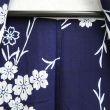 Load image into Gallery viewer, Yukata Vintage(1950-1980) Navy Cherry Blossom Cotton #11104B1