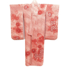Load image into Gallery viewer, Furisode Light Red Pink Shibori Chrysanthemum Silk #10319F1