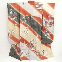 Load image into Gallery viewer, Furisode Reddish Brown Black Gold Chrysanthemum Tall Silk #9610H5