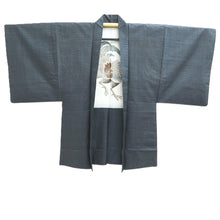 Load image into Gallery viewer, Men's Haori Vintage(1950-1980) Black Blue Ohshima Rooster Silk #10887E4
