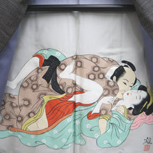 Load image into Gallery viewer, Men's Haori Vintage(1950-1980) Dark Brown Ohshima Shunga Silk #9824B1