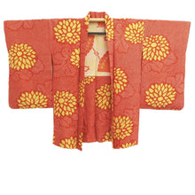 Load image into Gallery viewer, Haori Jacket Vintage(1920-1950) Vermillion Yellow Shibori Chrysanthemum Silk #11009F5