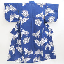 Load image into Gallery viewer, Yukata Vintage(1950-1980) Blue Butterfly Cotton #9918B4