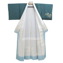 Load image into Gallery viewer, Kimono Blueish Green Chrysanthemum Nadeshiko Silk #10539B3