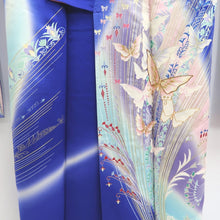 Load image into Gallery viewer, Furisode Blue Butterfly Silk #10329F2