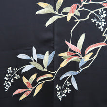 Load image into Gallery viewer, Haori Jacket Vintage(1950-1980) Black Branch Leaves Silk #9859B2