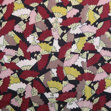 Load image into Gallery viewer, Haori Jacket Vintage(1950-1980) Black Wine red Folding Fan Silk #10740D3