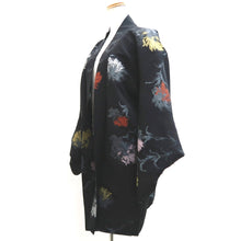 Load image into Gallery viewer, Haori Jacket Vintage(1950-1980) Black Gold Silver Flower Silk #10059D1