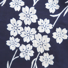 Load image into Gallery viewer, Yukata Vintage(1950-1980) Navy Cherry Blossom Cotton #11104B1
