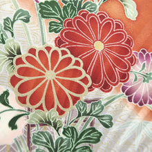 Load image into Gallery viewer, Furisode Reddish Brown Black Gold Chrysanthemum Tall Silk #9610H5