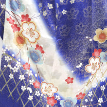 Load image into Gallery viewer, Furisode Blue Plum blossom Branch Tall Silk #9702J5
