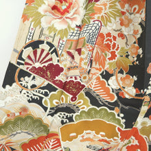 Load image into Gallery viewer, Tomesode Vintage(1920-1950) Black Crane Birds Hand painted Silk #10498B1