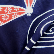 Load image into Gallery viewer, Yukata Vintage(1950-1980) Navy Dragonfly Cotton #10353F3