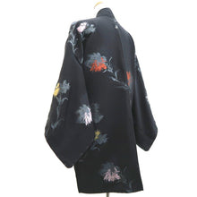 Load image into Gallery viewer, Haori Jacket Vintage(1950-1980) Black Gold Silver Flower Silk #10059D1