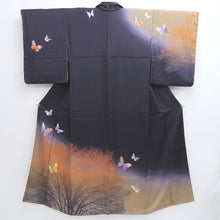 Load image into Gallery viewer, Kimono Navy Butterfly Tree Silk #10251E3