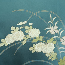 Load image into Gallery viewer, Kimono Blueish Green Chrysanthemum Nadeshiko Silk #10539B3