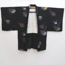 Load image into Gallery viewer, Haori Jacket Vintage(1950-1980) Black Gold Silver Flower Silk #10059D1