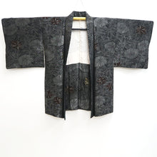 Load image into Gallery viewer, Haori Jacket Vintage(1950-1980) Black Silver Gold Chrysanthemum Kikuzukushi Silk #9762A3