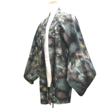 Load image into Gallery viewer, Haori Jacket Vintage(1950-1980) Black Gold Silver Abstract art Silk #9777A4