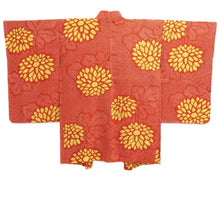 Load image into Gallery viewer, Haori Jacket Vintage(1920-1950) Vermillion Yellow Shibori Chrysanthemum Silk #11009F5
