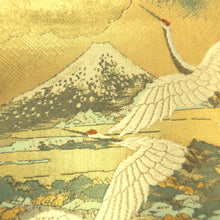 Load image into Gallery viewer, Fukuro Obi Gold Hokusai Ukiyoe Crane Birds Silk BB348W1