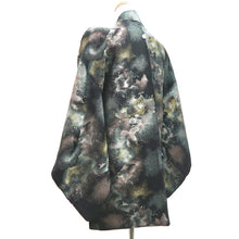 Load image into Gallery viewer, Haori Jacket Vintage(1950-1980) Black Gold Silver Abstract art Silk #9777A4